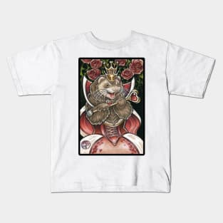 Ferret Queen of Hearts - Black Outlined Version Kids T-Shirt